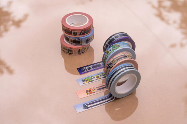 Washi tape - pixel art trains