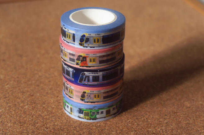 Washi tape - pixel art trains